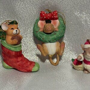LOT OF 3 CHRISTMAS MICE ORNAMENTS ROC TAIWAN & CURRENT